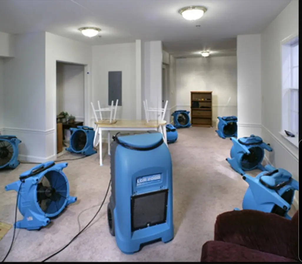 Air movers and dehumidifier setup for Water Extraction & Removal in Fairfield